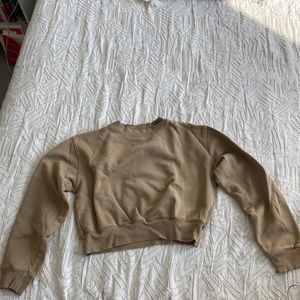 Aritzia Tna Cozy Fleece Perfect Shrunken Sweatshirt in GD Clamshell Brown